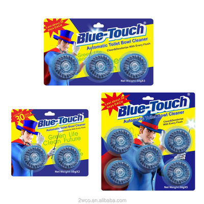 qualité  Blue-touch disposable toilet block deodorant tablet automatic toliet cleaner with 2 3 5 blocks usine